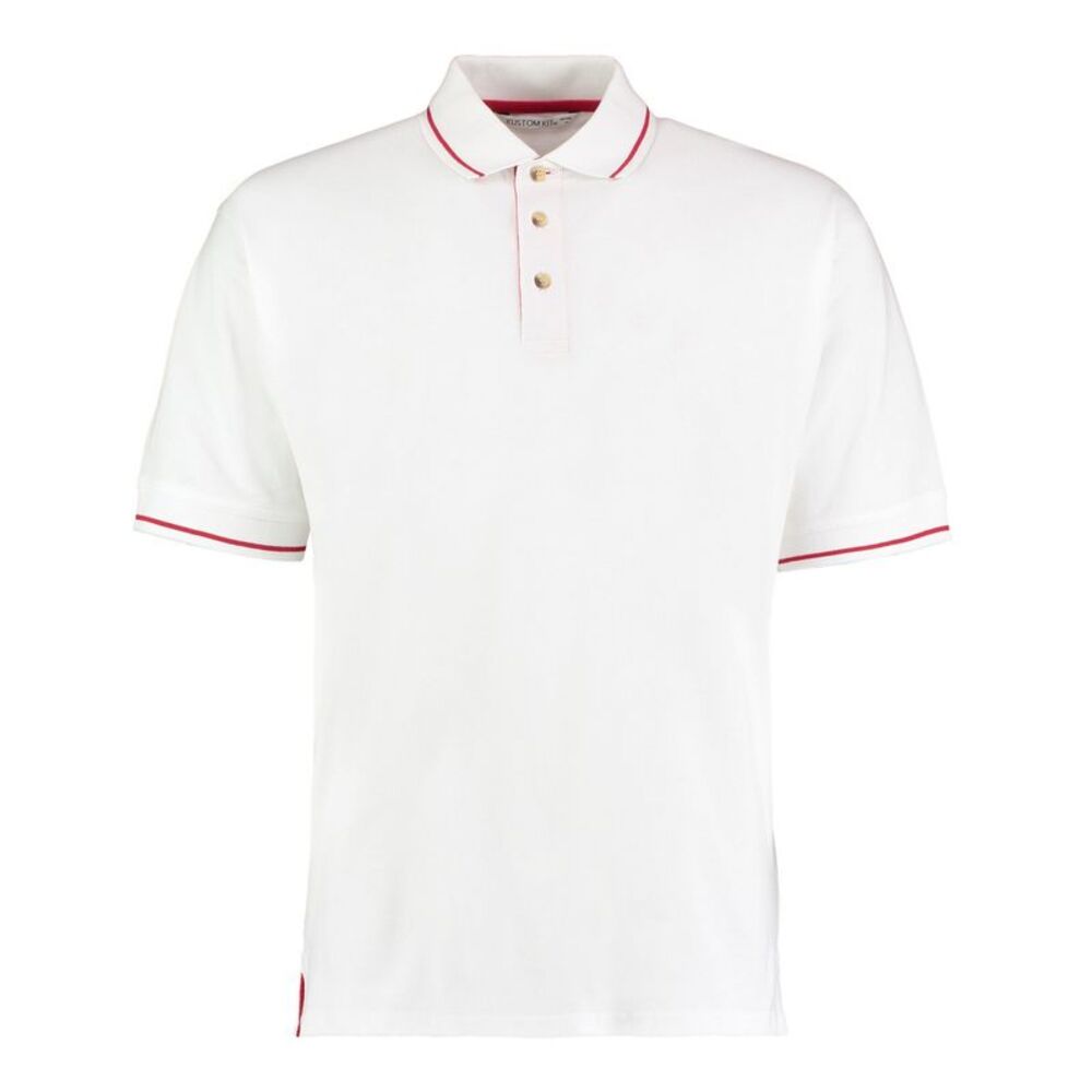 Kustom Kit Mens St Mellion Classic Polo Shirt / White/Red